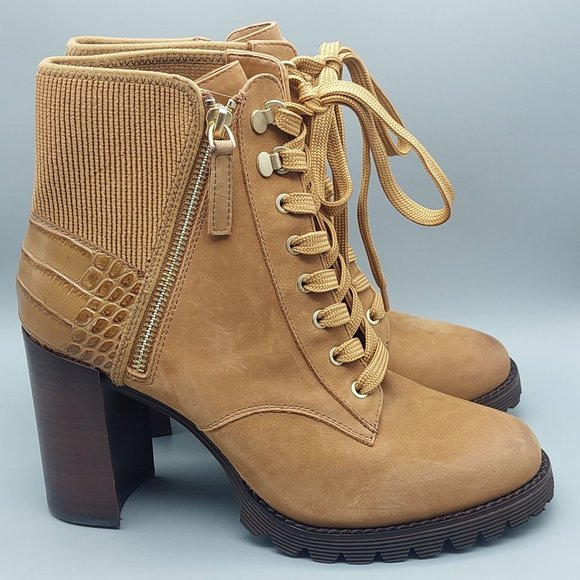Gibson Latimer Shoes - Gibson Latimer Block Heal Lug Sole Ankle Boots Brown Leather Lace Up Zip 9M NWOT